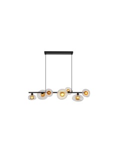 Searchlight® I Пендел Sunbeam, прозрачно и кехлибарено оребрено стъкло I 7 x G9 - 24123-7BK - Цена | LEDs4economy