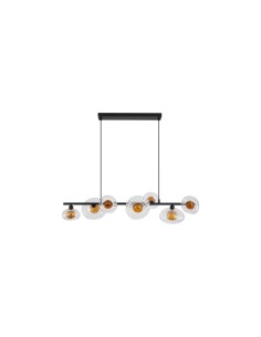 Searchlight® I Пендел Sunbeam, прозрачно и кехлибарено оребрено стъкло I 7 x G9 - 24123-7BK - Цена | LEDs4economy 2