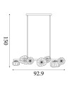 Searchlight® I Пендел Sunbeam, прозрачно и кехлибарено оребрено стъкло I 7 x G9 - 24123-7BK - 4