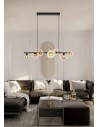 Searchlight® I Пендел Sunbeam, прозрачно и кехлибарено оребрено стъкло I 7 x G9 - 24123-7BK - 5