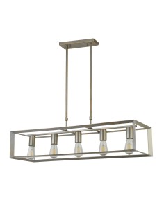 Searchlight® I Пендел Heaton - метал с матово злато/сребро I 5 x E27 - 2415-5SI - Цена | LEDs4economy 2