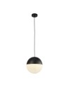 Searchlight® I Пендел Endor - черен метал и опалово стъкло I 1 x E27 - 24181BK