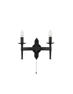 Searchlight® I Аплик Cartwheel II - черно ковано желязо I 2 x E14 - 2422-2BK - Цена | LEDs4economy
