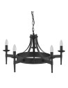 Searchlight® I Пендел Cartwheel II - Черно ковано желязо I 5 x E14 - 2425-5BK - 2
