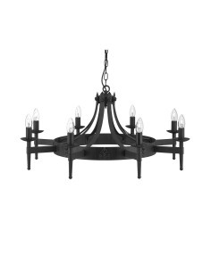 Searchlight® I Пендел Cartwheel II - Черно ковано желязо I 8 x E14 - 2428-8BK - Цена | LEDs4economy 2