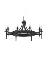Searchlight® I Пендел Cartwheel II - Черно ковано желязо I 8 x E14 - 2428-8BK - 2