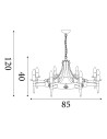Searchlight® I Пендел Cartwheel II - Черно ковано желязо I 8 x E14 - 2428-8BK - 4