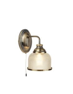 Searchlight® I Аплик Bistro II - античен месинг и стъкло в стил холофан I 1 x E27 - 2671-1AB - Цена | LEDs4economy