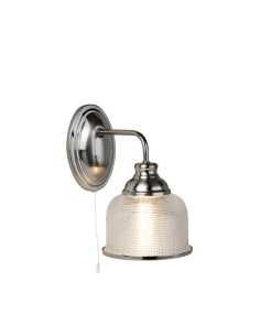Searchlight® I Аплик Bistro II - сатенено сребристо и холофаново стъкло I 1 x E27 - 2671-1SS - Цена | LEDs4economy