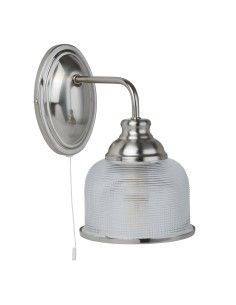 Searchlight® I Аплик Bistro II - сатенено сребристо и холофаново стъкло I 1 x E27 - 2671-1SS - Цена | LEDs4economy 2