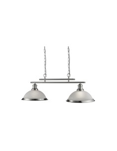 Searchlight® I Пендел Bistro - сатенено сребрист метал и стъкло I 2 x E27 - 2682-2SS - Цена | LEDs4economy