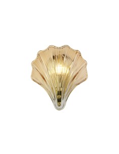 Searchlight® I Аплик Shell, сатениран месинг и кехлибарено стъкло IP44 I 1 x G9 - 28980SB - Цена | LEDs4economy