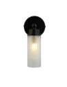 Searchlight® I Аплик Imperial, матово черен метал и прозрачно оребрено стъкло I 1 x G9 - 29981BK
