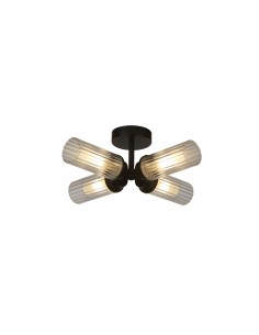 Searchlight® I Imperial плафон, черно и прозрачно оребрено стъкло I 4 x - 29984BK - Цена | LEDs4economy