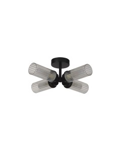 Searchlight® I Imperial плафон, черно и прозрачно оребрено стъкло I 4 x - 29984BK - Цена | LEDs4economy 2