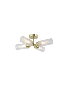 Searchlight® I Imperial плафон, сатениран месинг и прозрачно оребрено стъкло I 4 x G9 - 29984SB - Цена | LEDs4economy