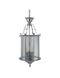 Searchlight® I Пендел Lantern - хромиран метал и прозрачно стъкло I 3 x E14 - 3003-10CC - Цена | LEDs4economy 2