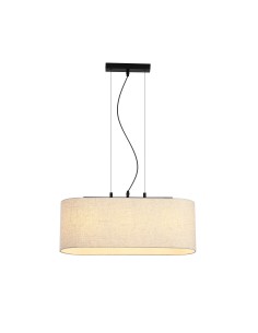 Searchlight® I Пендел Hessian, черен метал с ленен абажур I 3 x E27 - 30503-3BK - Цена | LEDs4economy
