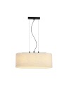 Searchlight® I Пендел Hessian, черен метал с ленен абажур I 3 x E27 - 30503-3BK