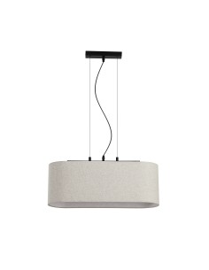 Searchlight® I Пендел Hessian, черен метал с ленен абажур I 3 x E27 - 30503-3BK - Цена | LEDs4economy 2