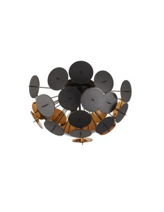 Searchlight® I Discus Плафон - Черен метал, Черни и златни PC дискове I 3 x E14 - 3073-3BG - Цена | LEDs4economy 2