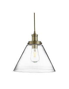 Searchlight® I Пендел Pyramid - Античен месинг, метал и стъкло I 1 x E27 - 3228AB - Цена | LEDs4economy 2