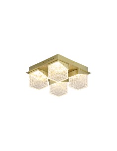 Searchlight® I Cuboid Плафон, метален, сатениран месинг с прозрачен акрил I 4 x LED - 33640-4SB - Цена | LEDs4economy