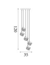 Searchlight® I Cuboid LED Пендел, сатениран месинг I 5 x LED - 33640-5SB - 4