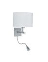 Searchlight® I LED Аплик Hotel с две рамена - сатенено сребриста с текстилен абажур I 1 x E27 - 3550SS