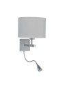 Searchlight® I LED Аплик Hotel с две рамена - сатенено сребриста с текстилен абажур I 1 x E27 - 3550SS - 2