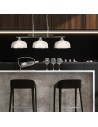 Searchlight® I Пендел Bistro II - сатенено сребро и холофаново стъкло I 3 x E27 - 3593-3SS - 5