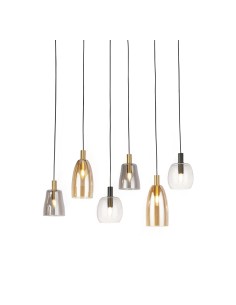 Searchlight® I Пендел Divine - черен метал и цветно стъкло I 6 x E14 - 36463-6BK - Цена | LEDs4economy