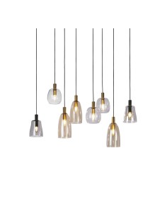 Searchlight® I Пендел Divine - черен метал и цветно стъкло I 8 x E14 - 36463-8BK - Цена | LEDs4economy