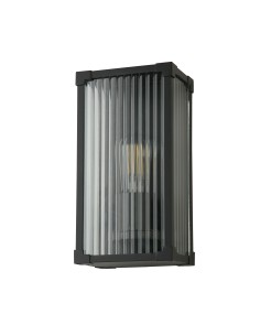 Searchlight® I Външен Аплик Cincinnati, алуминий, прозрачно оребрено стъкло I 1 x E27 - 39340BK - Цена | LEDs4economy 2