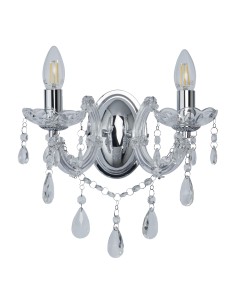 Searchlight® I Аплик Marie Therese - хромиран метал и прозрачен акрил I 2 x E14 - 399-2 - Цена | LEDs4economy 2