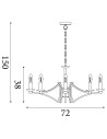 Searchlight® I Пендел Ascot - античен месинг I 8 x E14 - 41312-8AB - 4