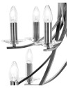 Searchlight® I Полилей Ascona - сатенено сребърна и прозрачно стъкло I 12 x E14 - 41612-12SS - 3