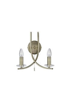 Searchlight® I Аплик Ascona - Античен месинг, метал и стъкло I 2 x E14 - 4162-2AB - Цена | LEDs4economy