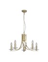 Searchlight® I Пендел Ascona, сатениран месинг, метал и стъкло I 5 x E14 - 4165-5SB - 2