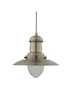 Searchlight® I Пендел Fisherman - Античен месинг, метал и стъкло I 1 x E27 - 4301AB - Цена | LEDs4economy 2
