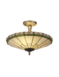 Searchlight® I New York Плафон - месинг и витраж I 2 x E14 - 4417-17 - Цена | LEDs4economy