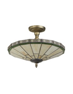 Searchlight® I New York Плафон - месинг и витраж I 2 x E14 - 4417-17 - Цена | LEDs4economy 2