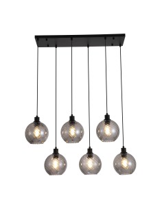 Searchlight® I Пендел Radiance, черен метал и опушено стъкло I 6 x E27 - 44520-6SM - Цена | LEDs4economy