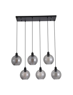 Searchlight® I Пендел Radiance, черен метал и опушено стъкло I 6 x E27 - 44520-6SM - Цена | LEDs4economy 2