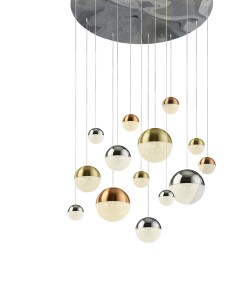 Searchlight® I Полилей Planets - мед, хром и сатениран месинг I 14 x LED - 4514-14 - Цена | LEDs4economy