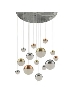 Searchlight® I Полилей Planets - мед, хром и сатениран месинг I 14 x LED - 4514-14 - Цена | LEDs4economy 2
