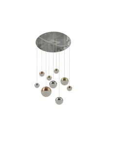 Searchlight® I Полилей Planets - мед, хром и сатениран месинг I 9 x LED - 4519-9 - Цена | LEDs4economy 2