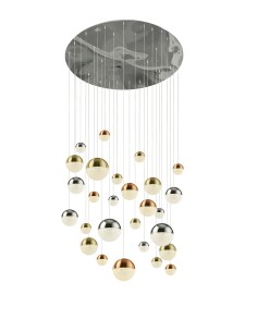Searchlight® I Полилей Planets - мед, хром и сатениран месинг I 21 x LED - 4527-27 - Цена | LEDs4economy