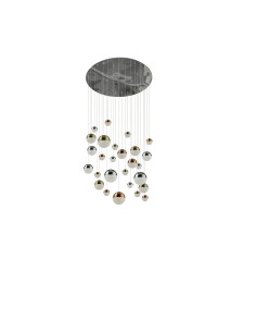 Searchlight® I Полилей Planets - мед, хром и сатениран месинг I 21 x LED - 4527-27 - Цена | LEDs4economy 2