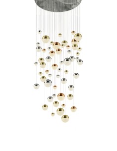 Searchlight® I Полилей Planets - мед, хром и сатениран месинг I 55 x LED - 4555-55 - Цена | LEDs4economy